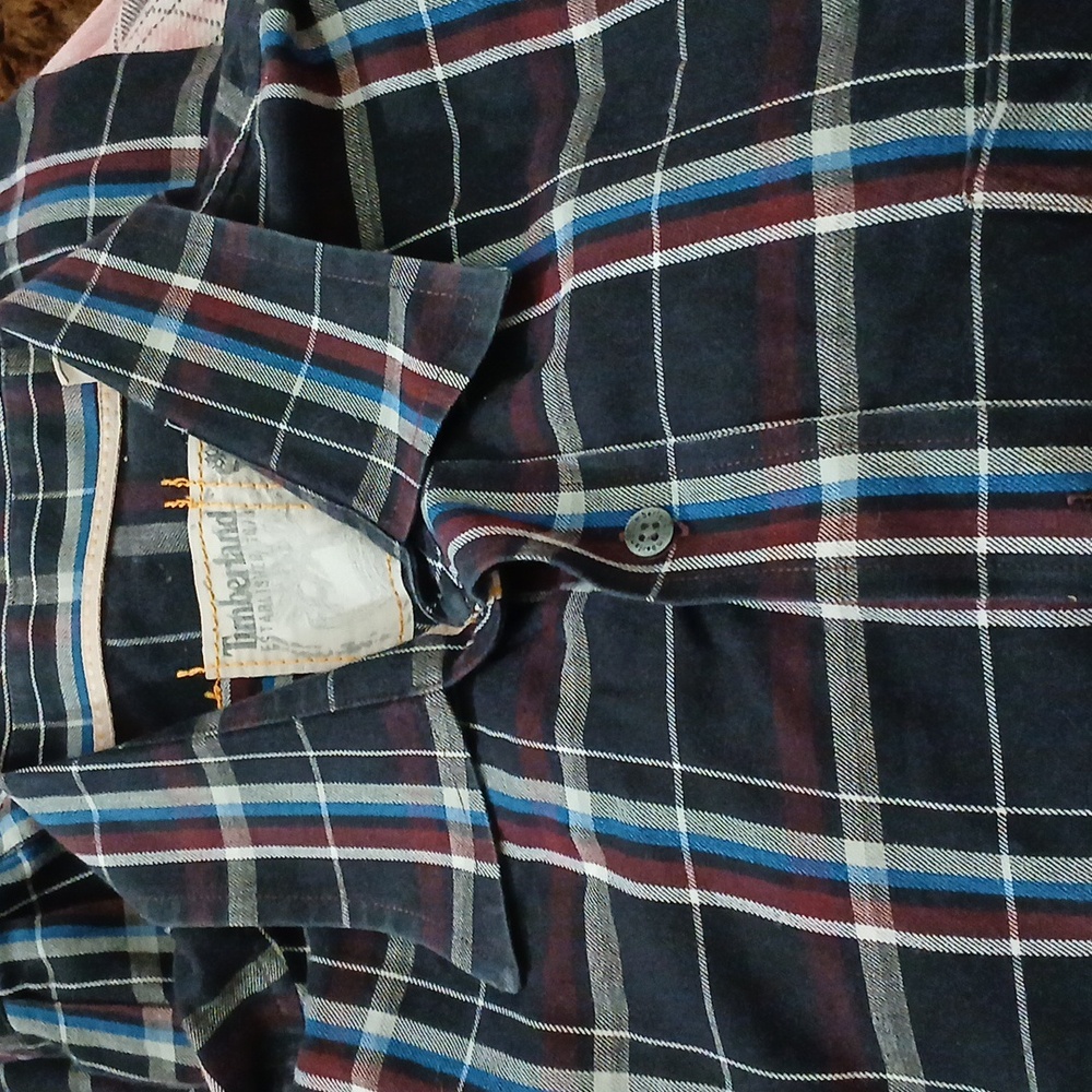 Timberland preowned blue plaid L mens shirt